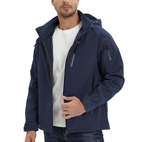 TacVasen Hooded Tactical Jacket Blue Full Zip Water-resistant Sz L Men's - Picture 1 of 10